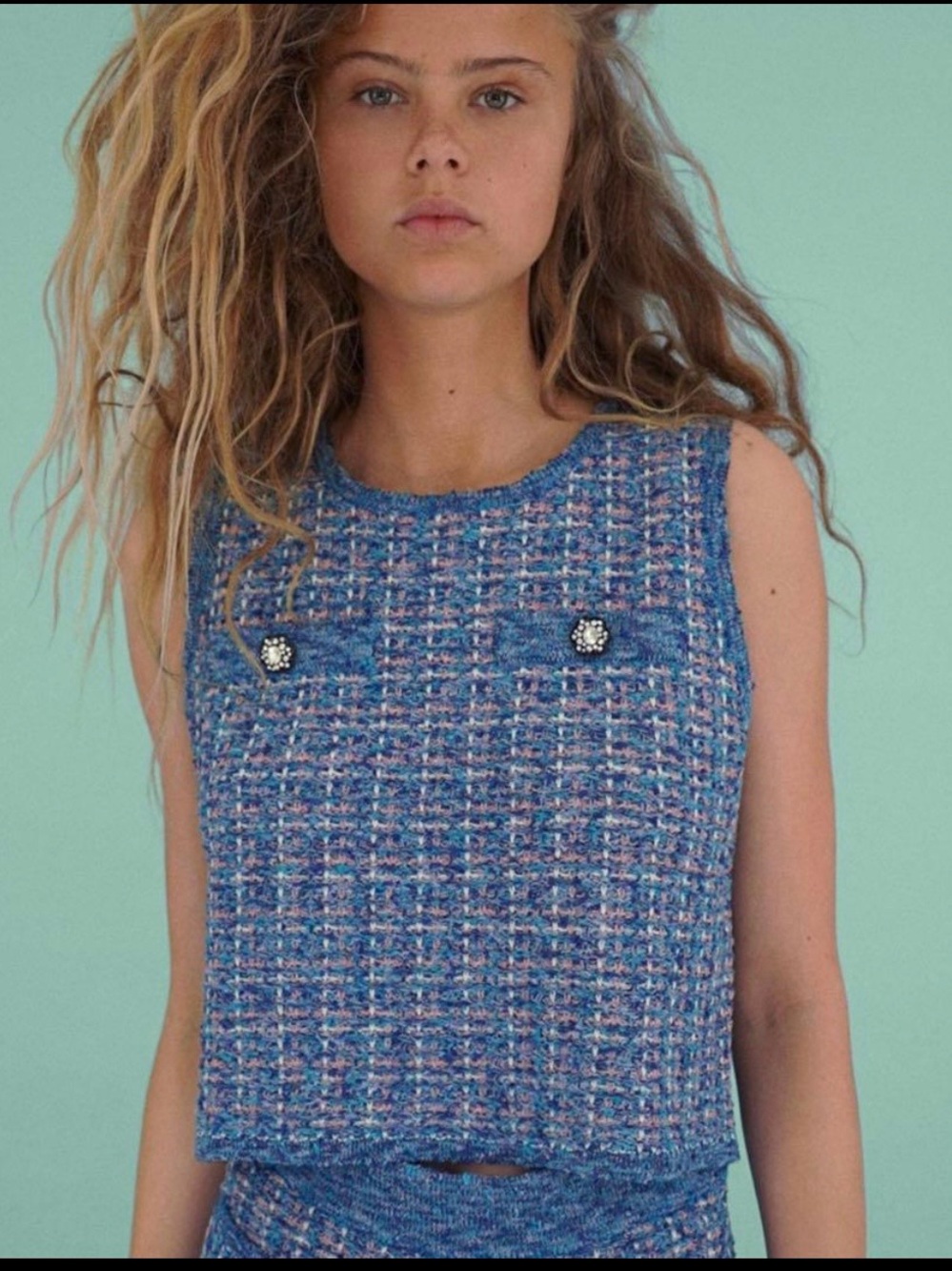 NWT zara tweed plaid knit sleeveless sweater vest size S
